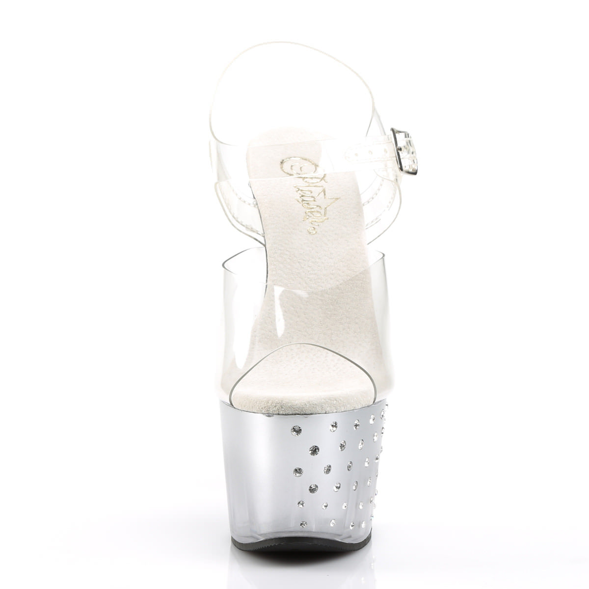 7 Inch Heel STARDUST-708T Clear Silver
