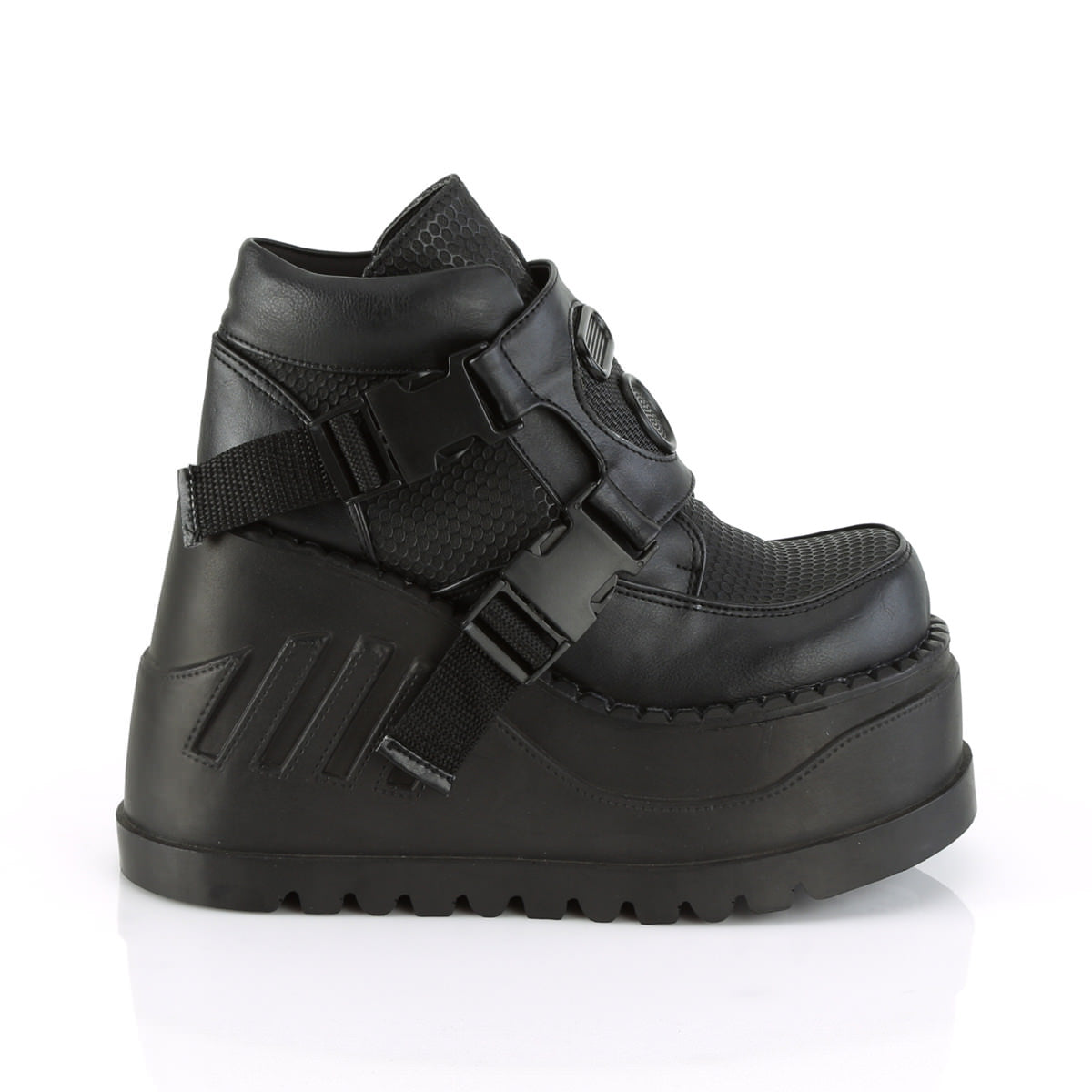 4 Inch Heel STOMP-15 Black Vegan Leather