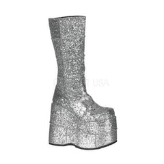 Demonia,DEMONIA STACK-301G Men's Sliver Glitter Vegan Boots - Shoecup.com