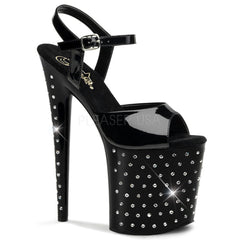 PLEASER STARDUST-809 Black Pat Ankle Strap Sandals - Shoecup.com