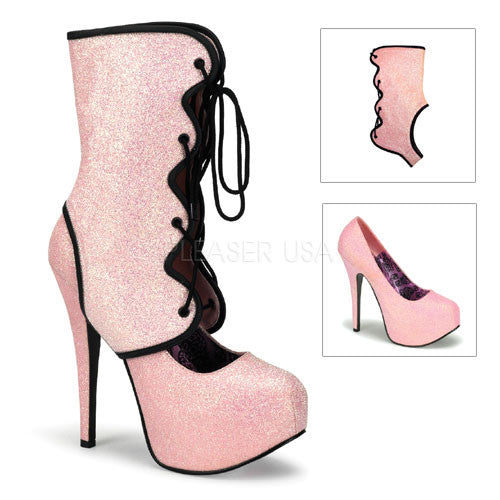 Bordello,Bordello TEEZE-31G Baby Pink Mini Glitter Pumps - Shoecup.com