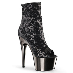Pleaser ADORE-1008SQ Black Sequins Ankle Boots With Black Platform - Shoecup.com - 1