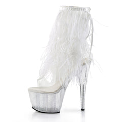 Pleaser ADORE-1017MFF White Marabou Fringe Ankle Boots - Shoecup.com - 3