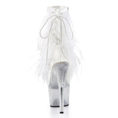 Pleaser ADORE-1017MFF White Marabou Fringe Ankle Boots - Shoecup.com - 4