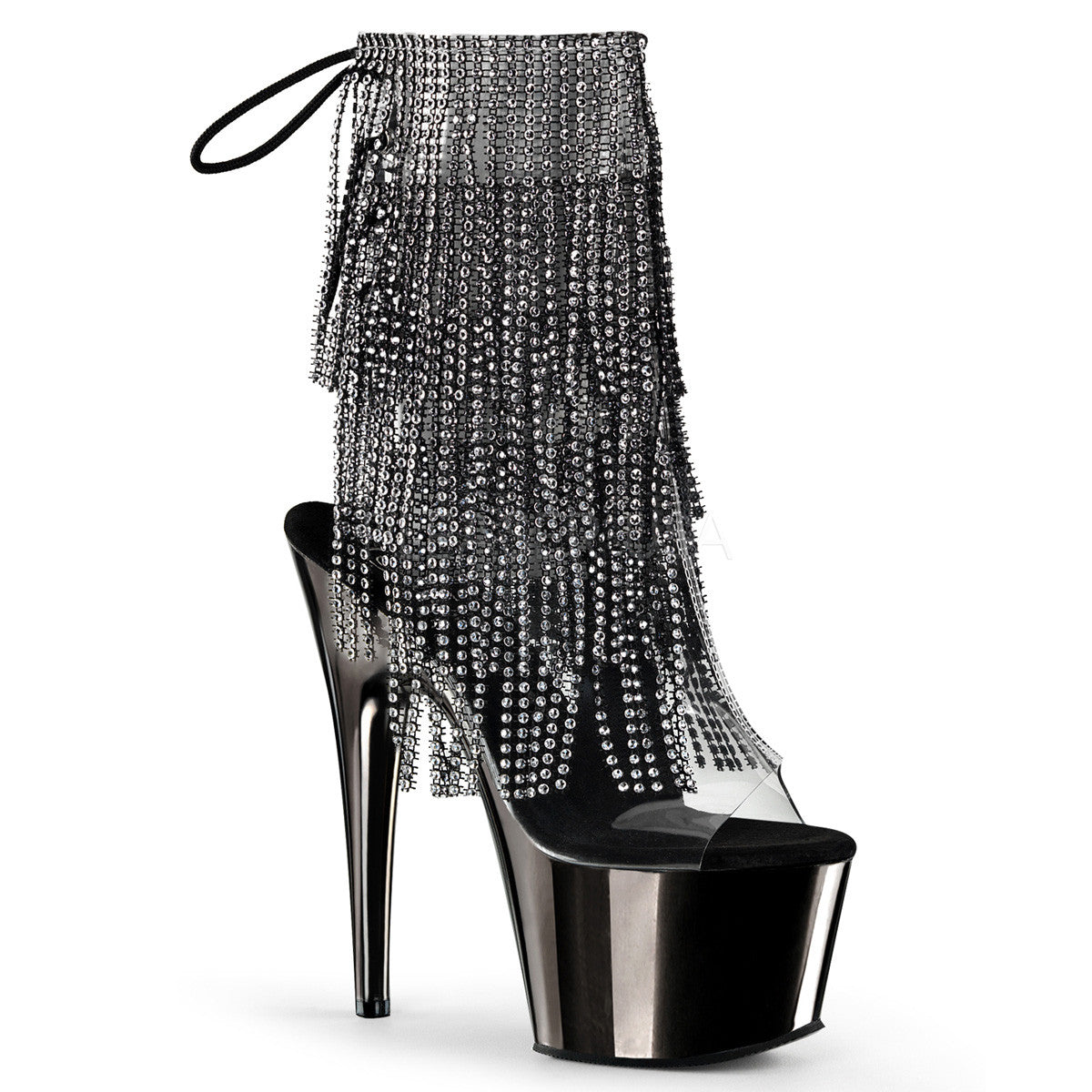 Pleaser ADORE-1017RSF Black Fringe Ankle Boots - Shoecup.com - 1