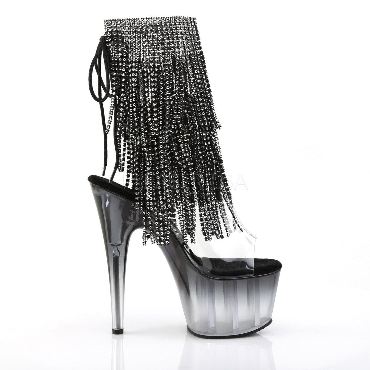 Pleaser ADORE-1017RSFT Black Fringe Ankle Boots - Shoecup.com - 5