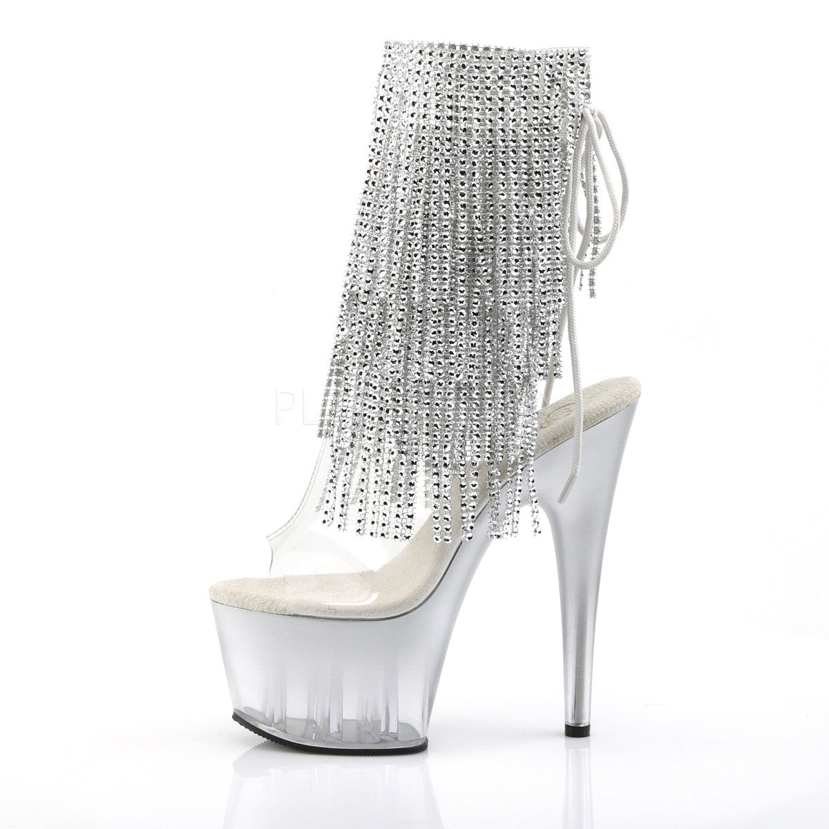 Pleaser ADORE-1017RSFT Silver Fringe Ankle Boots - Shoecup.com - 3