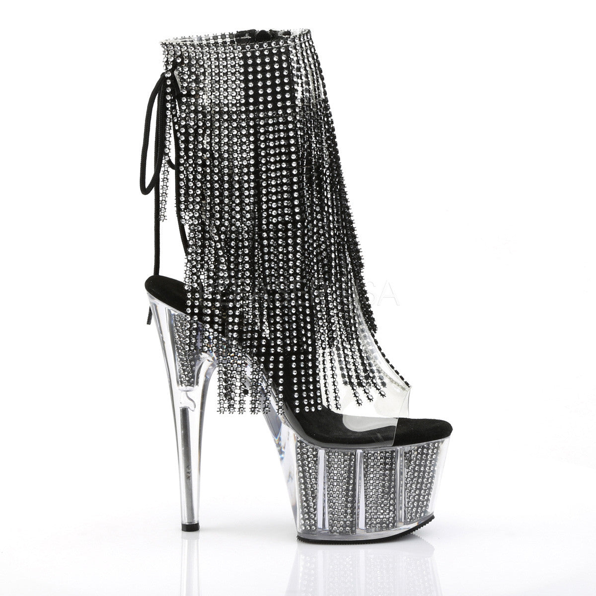 7 Inch Heel ADORE-1017SRS Black Rhinestone