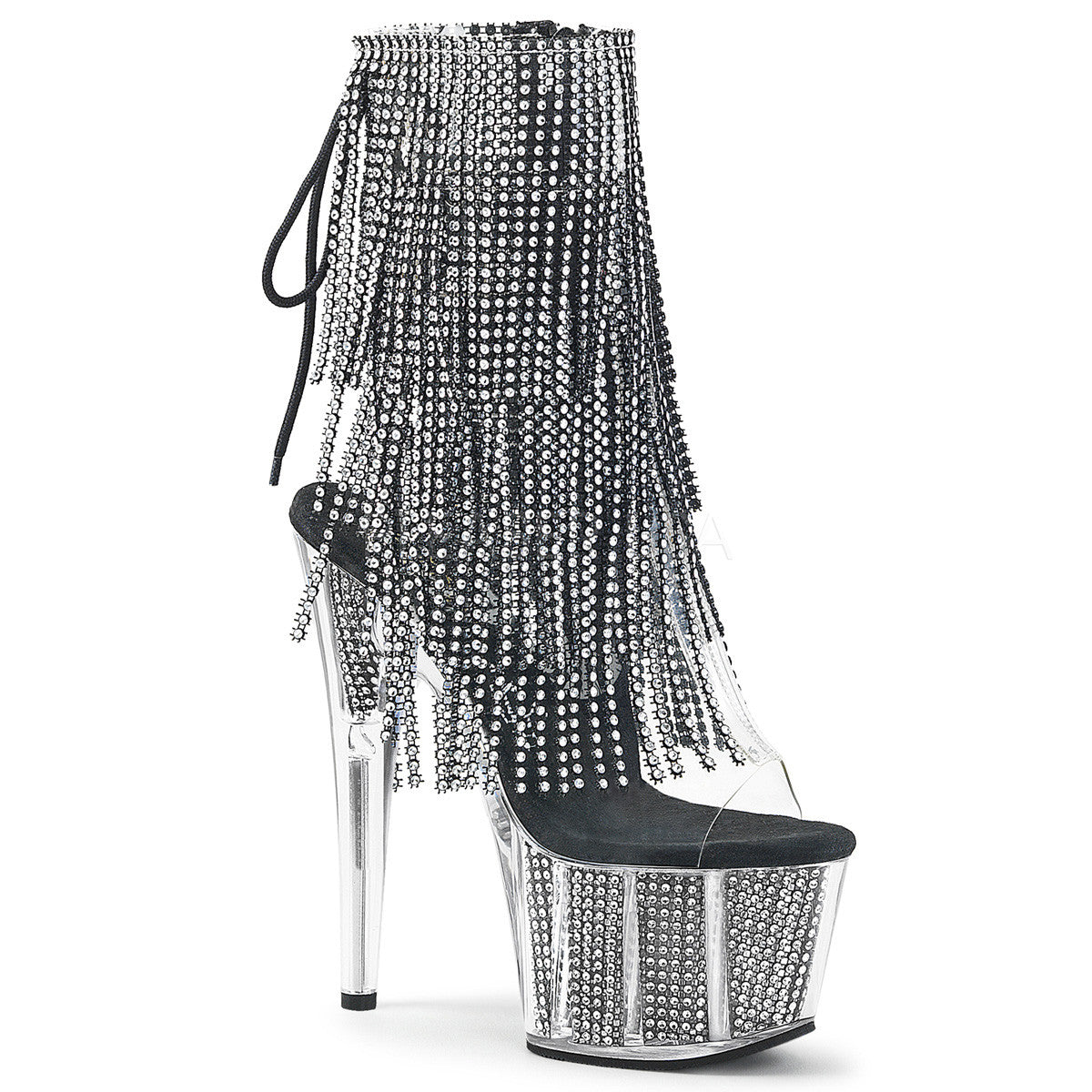 Pleaser ADORE-1017SRS Black Rhinestone Ankle Boots