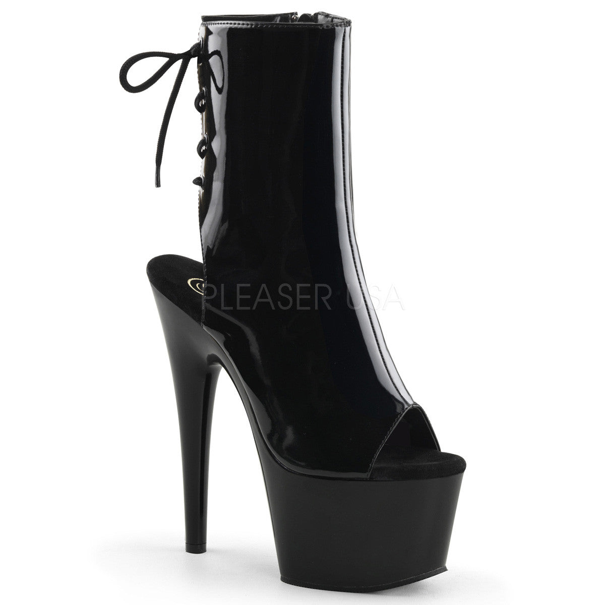 Pleaser ADORE-1018 Black Patent Ankle Boots - Shoecup.com - 1