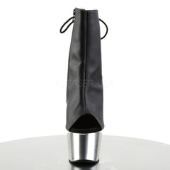 Pleaser ADORE-1018 Black Faux Leather Ankle Boots With Silver Chrome Platform - Shoecup.com - 2