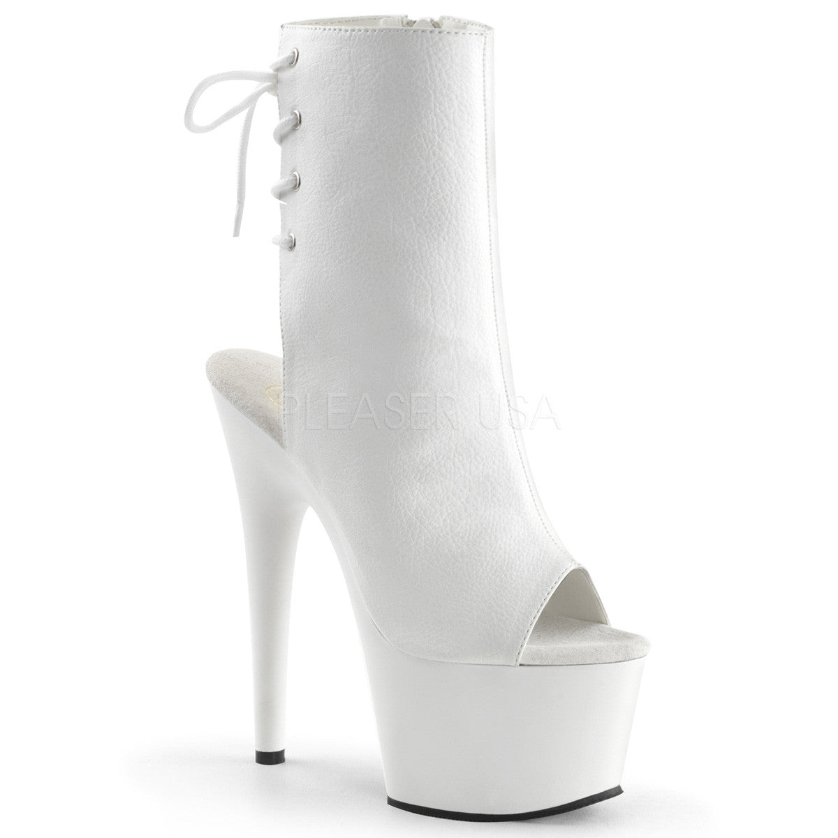 Pleaser ADORE-1018 White Pu Ankle Boots - Shoecup.com - 1