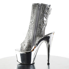 Pleaser ADORE-1018DCS Silver Rhinestone Ankle Boots With Silver Chrome Platform - Shoecup.com - 3