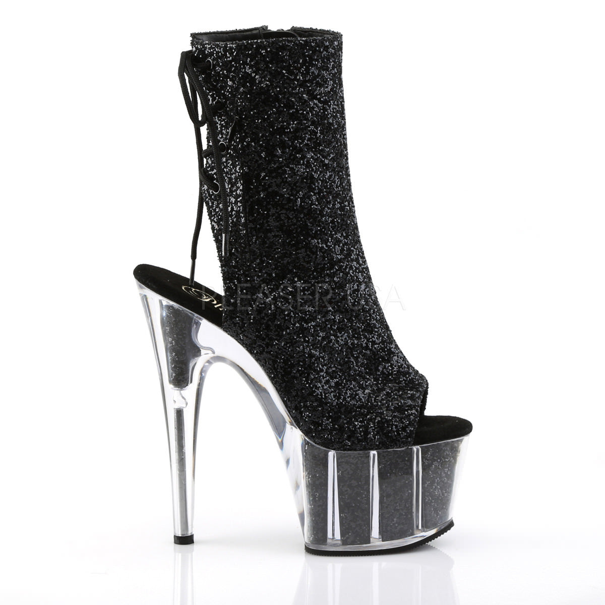 7 Inch Heel ADORE-1018G Black Glitter