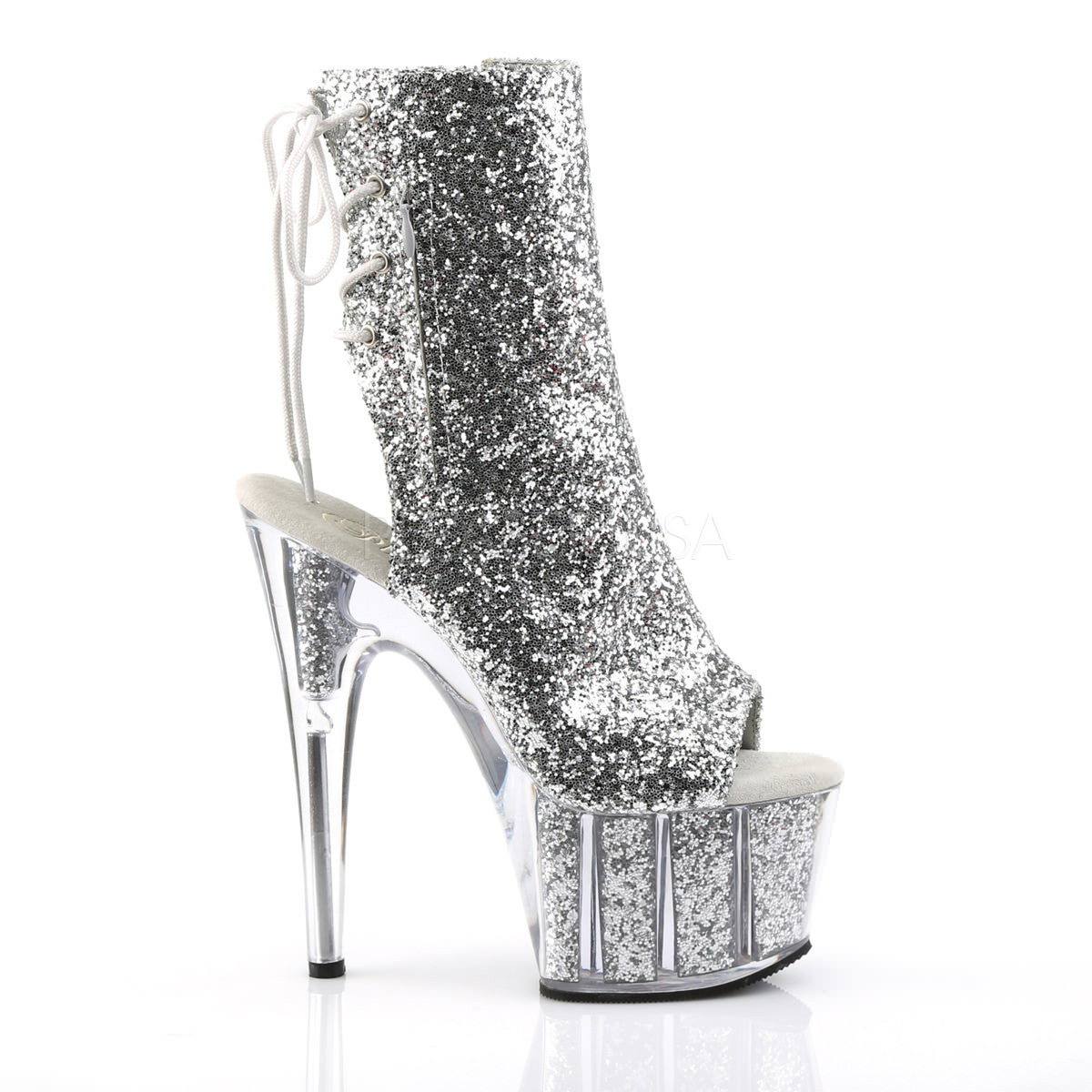 7 Inch Heel ADORE-1018G Silver Glitter