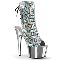 7" Heel Silver Hologram Ankle Boot | Pleaser ADORE-1018HG