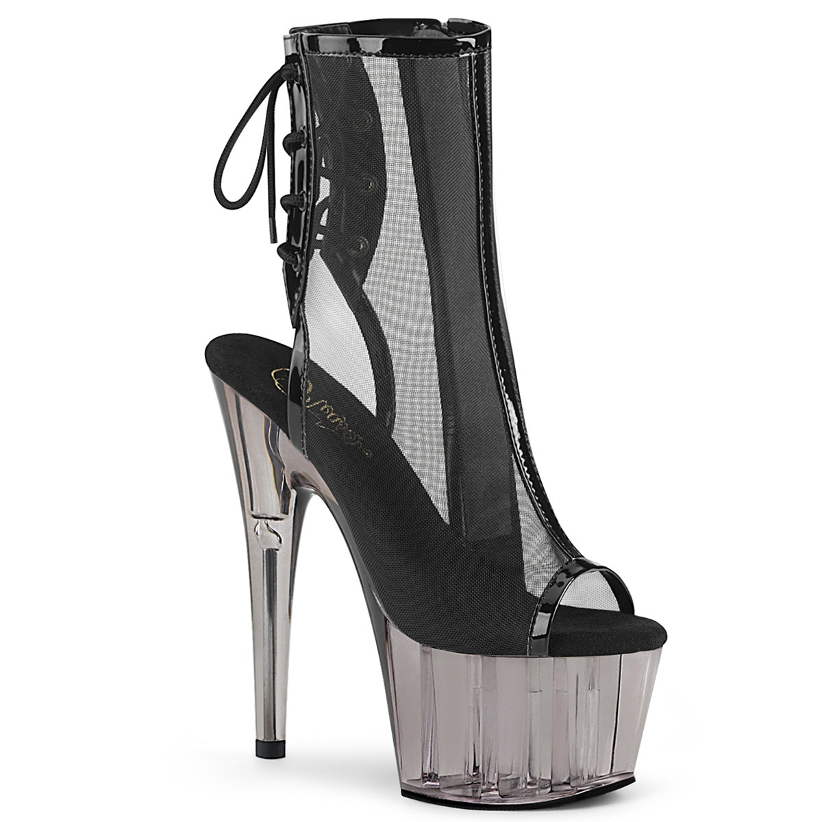 7" Heel ADORE-1018MSHT Black Pat Mesh