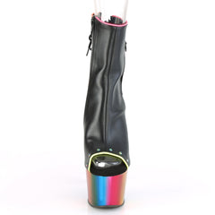 7 Inch Heel ADORE-1018RC-02 Black Pu Rainbow Chrome