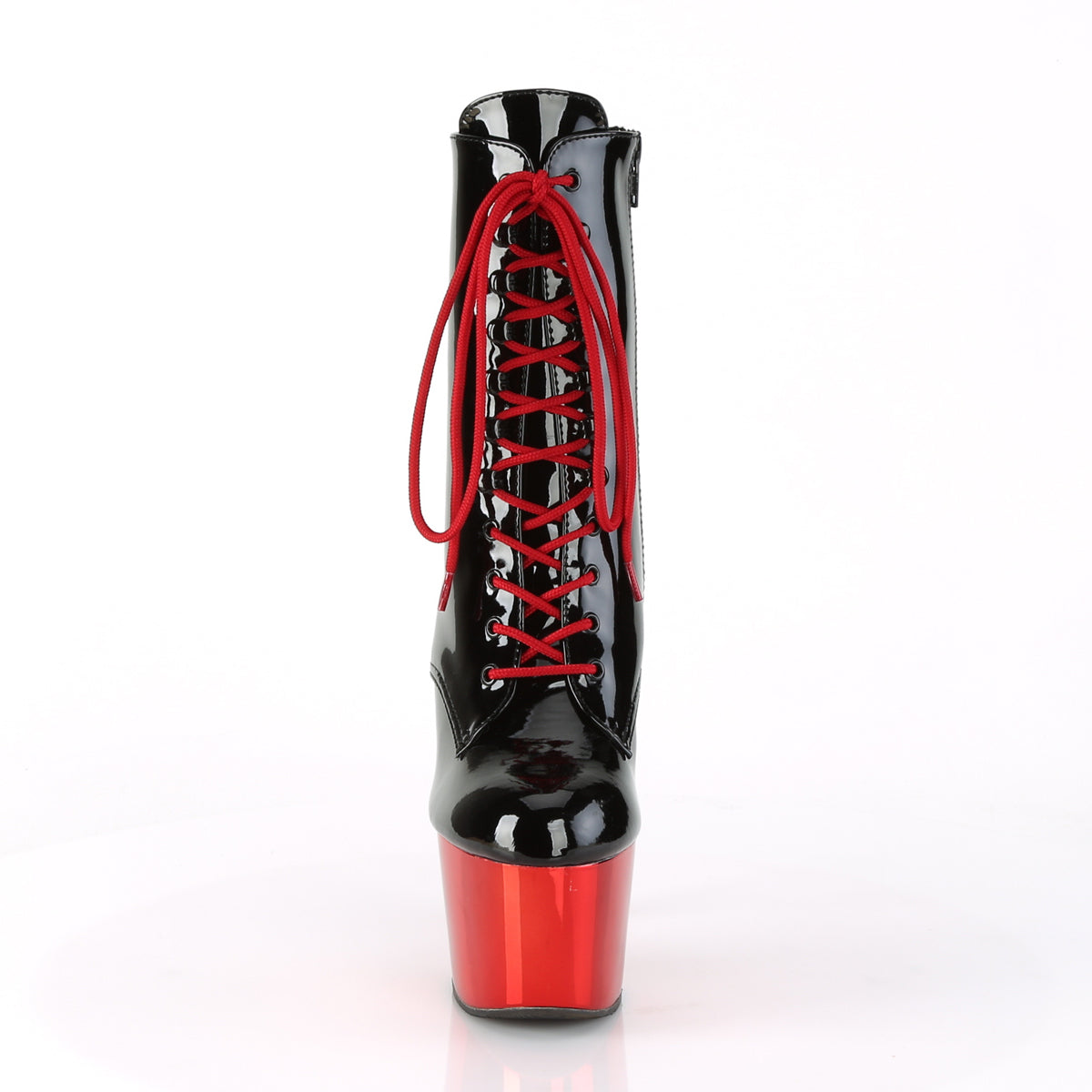 7 Inch Heel ADORE-1020 Black Pat Red Chrome