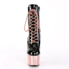 7 Inch Heel ADORE-1020 Black Pat Rose Gold Chrome