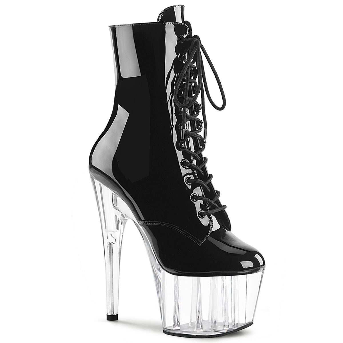 7 Inch Heel ADORE-1020 Black Patent Clear