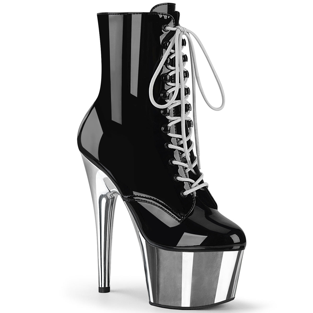 7" Heel ADORE-1020 Black Pat Silver