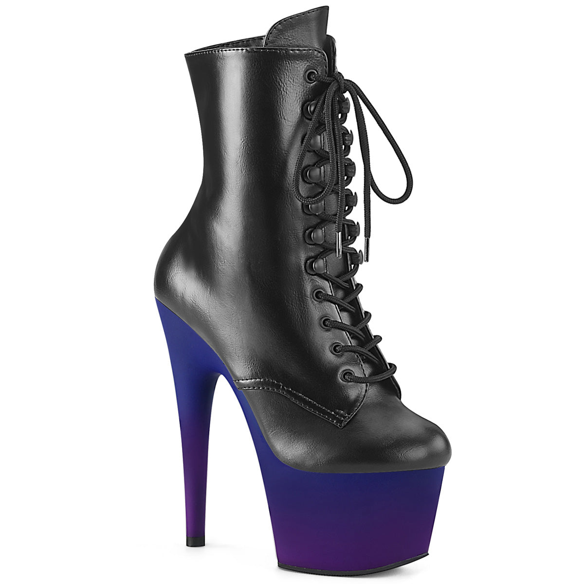 7" Heel ADORE-1020BP Black Pu Blue Purple Ombre