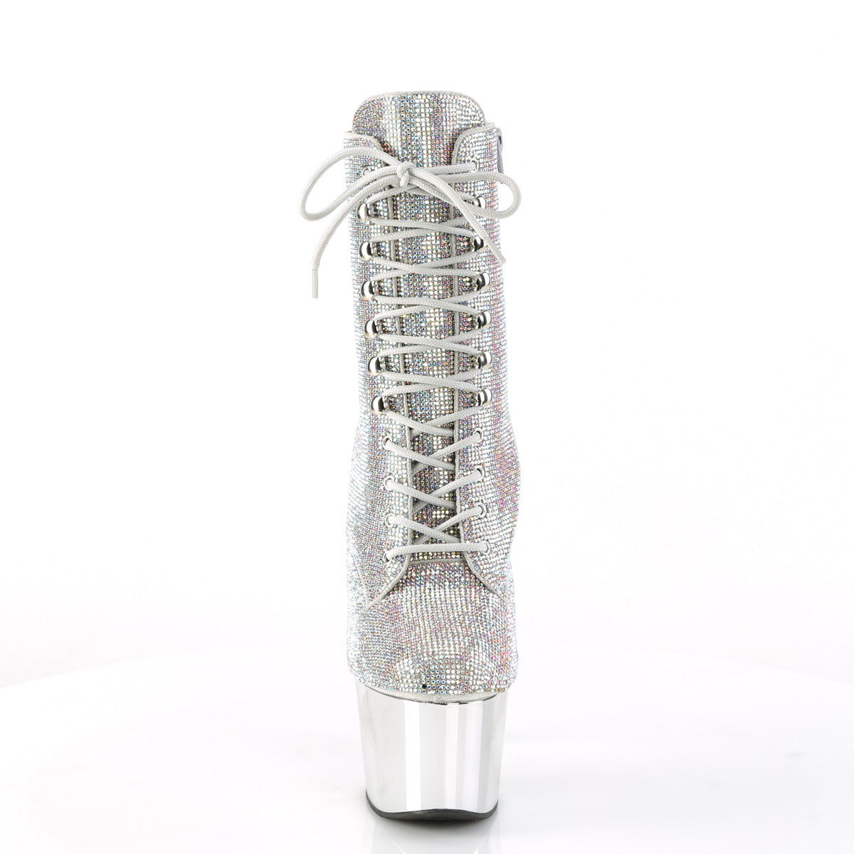 7 Inch Heel ADORE-1020CHRS Silver Multi Color Rhinestone