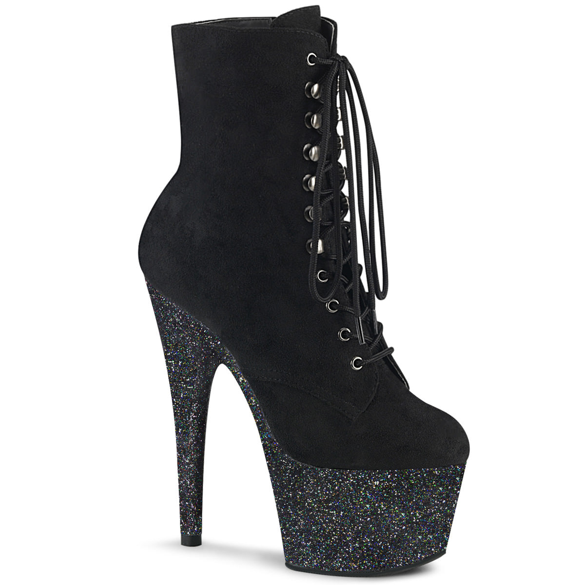 7 Inch Heel ADORE-1020FSMG Black Suede Glitter