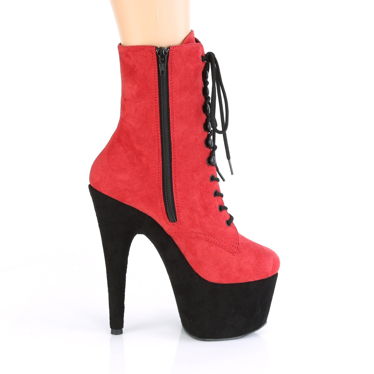 7 Inch Heel ADORE-1020FSTT Red Black Suede – Shoecup.com