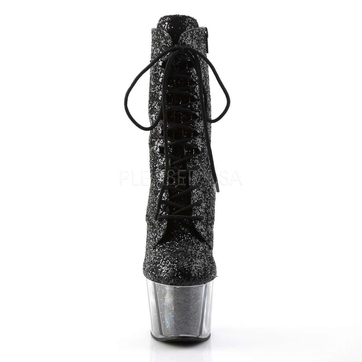 Pleaser ADORE-1020G Black Glitter Platform Ankle Boots - Shoecup.com - 2