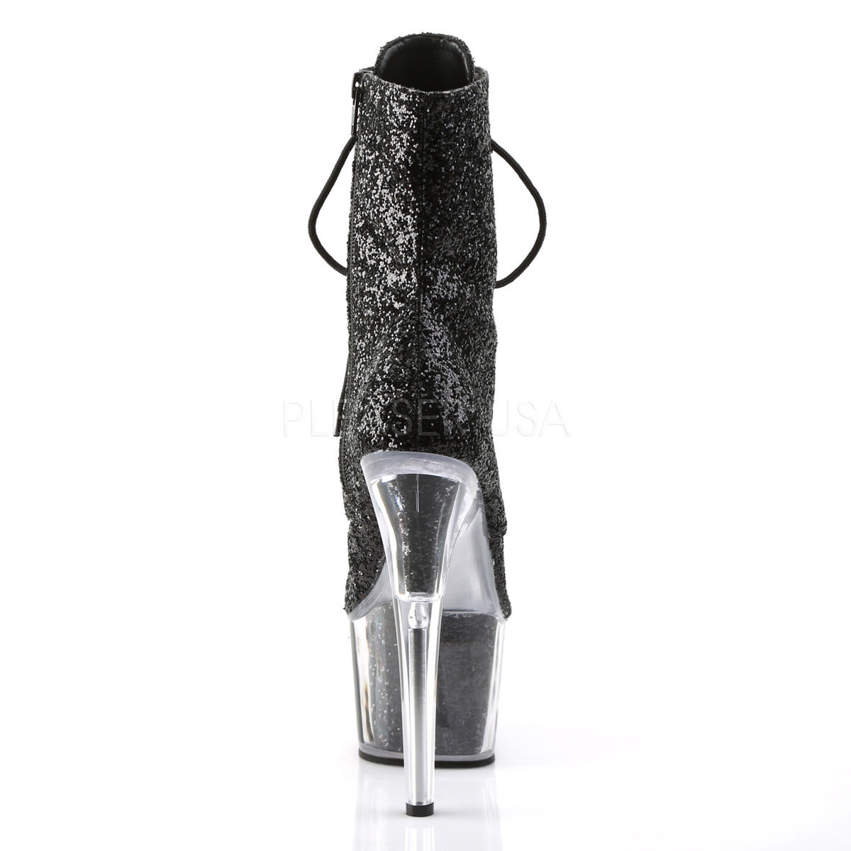 Pleaser ADORE-1020G Black Glitter Platform Ankle Boots - Shoecup.com - 4