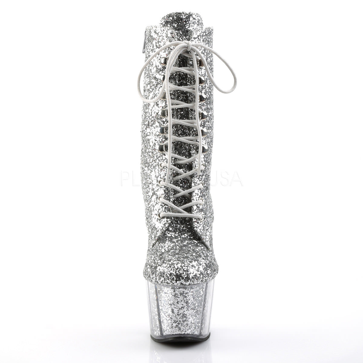 Pleaser ADORE-1020G Silver Glitter Platform Ankle Boots - Shoecup.com - 2