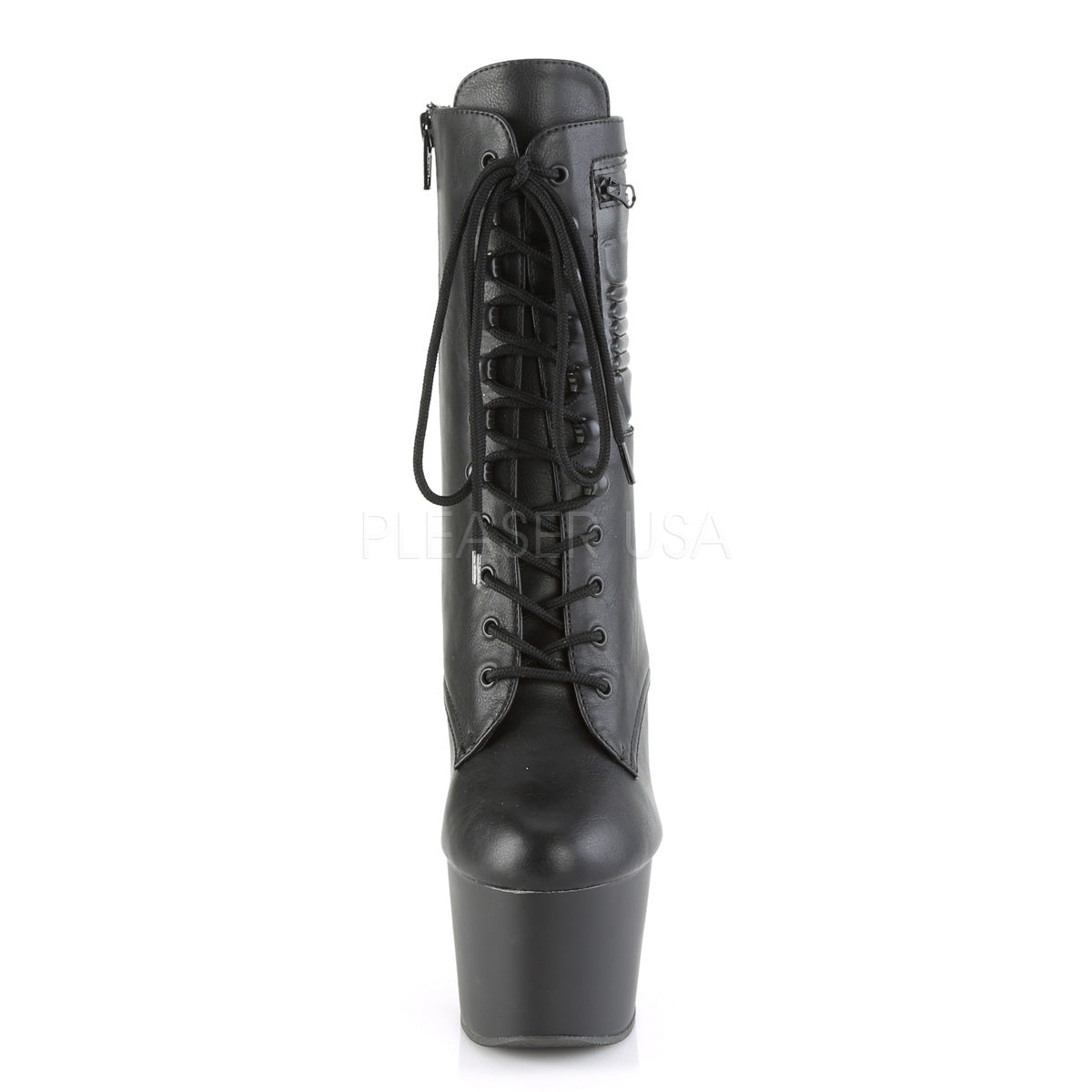 7 Inch Heel ADORE-1020PK Black Faux Leather