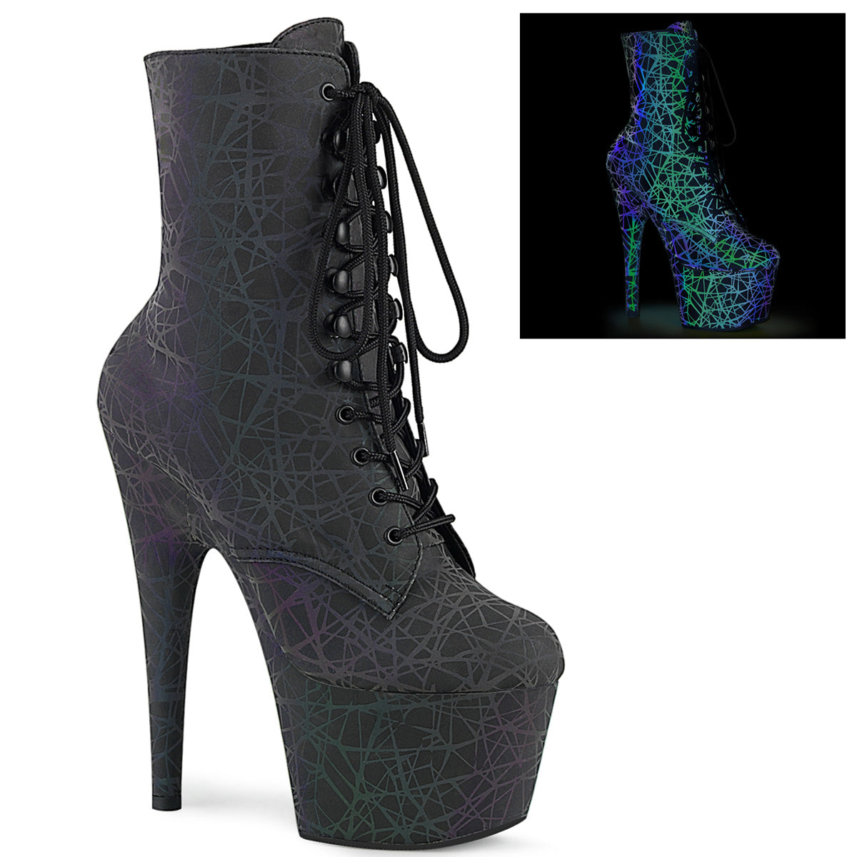 7" Heel ADORE-1020REFL Green Purple