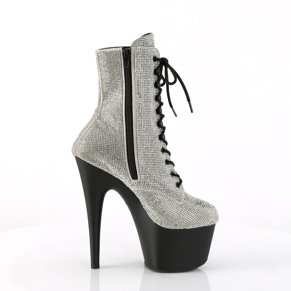 7 Inch Heel ADORE-1020RS Silver Rhinestone