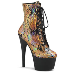 7" Heel ADORE-1020SP Gold Holographic Snake Print
