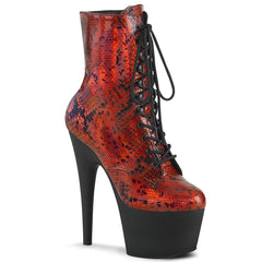 7" Heel ADORE-1020SP Red Holographic Snake Print