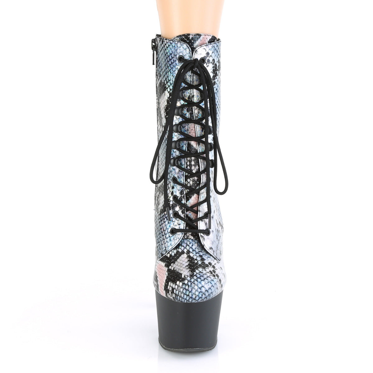 7 Inch Heel ADORE-1020SP Silver Holographic Snake Print