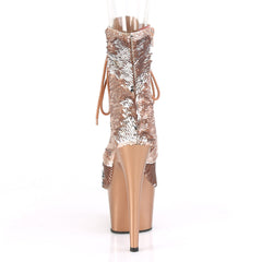 7 Inch Heel ADORE-1020SQ Rose Gold Silver Sequins