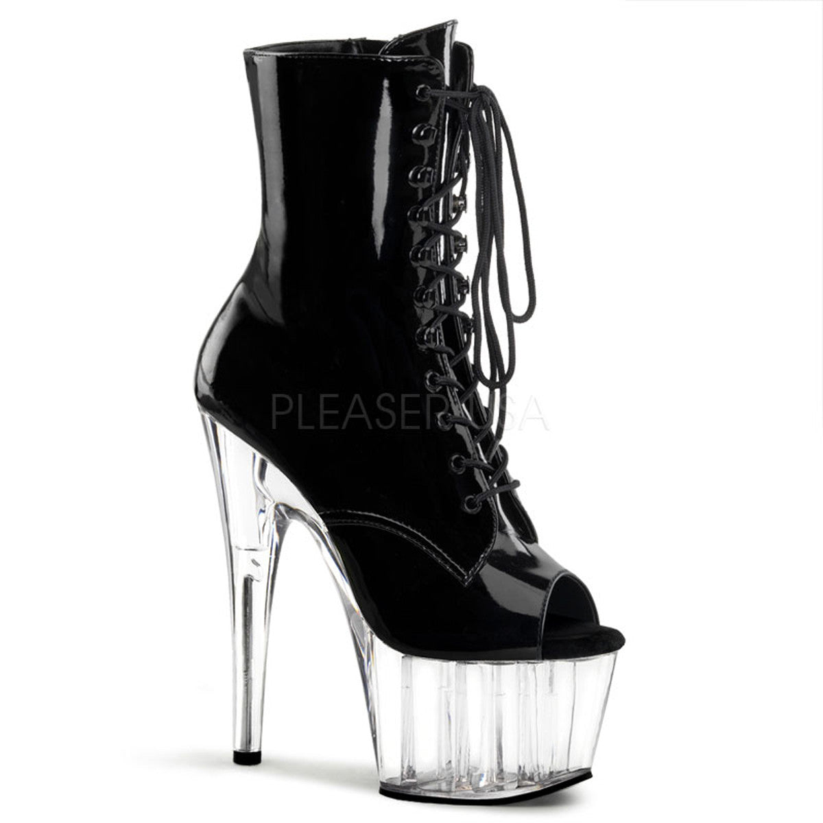 PLEASER ADORE-1021 Black Pat-Clear Ankle Boots - Shoecup.com - 1