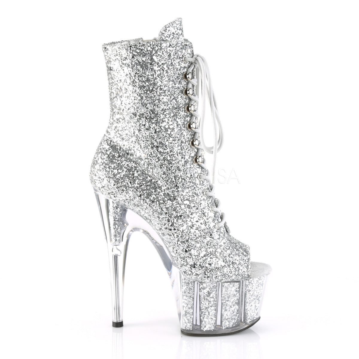 7 Inch Heel ADORE-1021G Silver Glitter