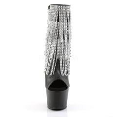 Pleaser ADORE-1024RSF Black Faux Leather Ankle Boots With Simulated Rhinestone Fringe - Shoecup.com - 2
