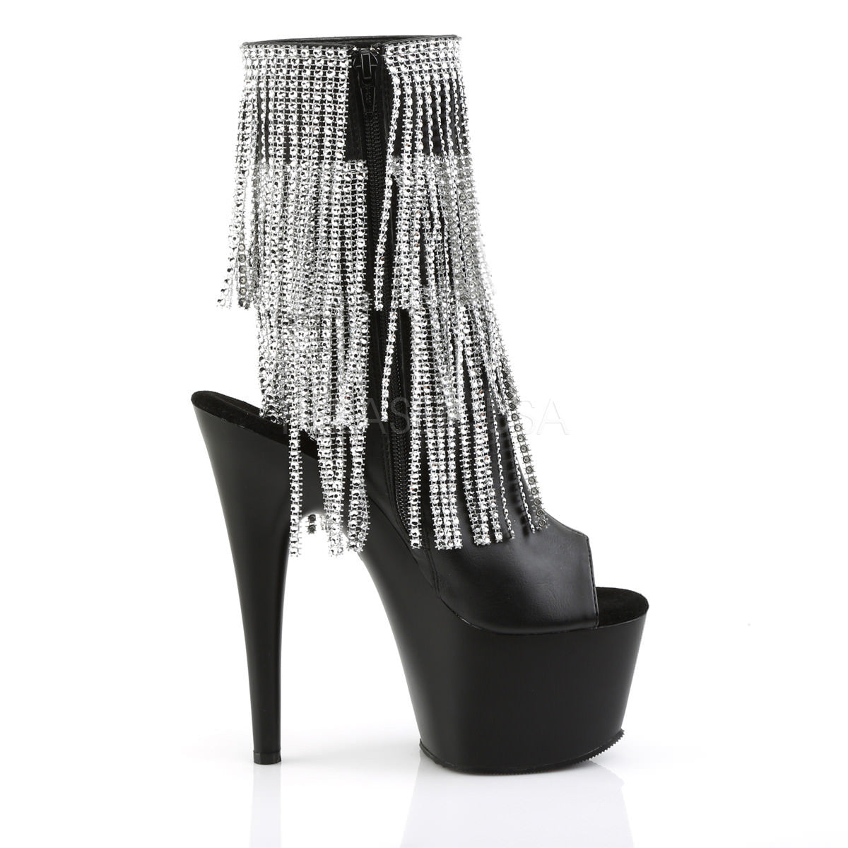 7 Inch Heel ADORE-1024RSF Black Faux Leather
