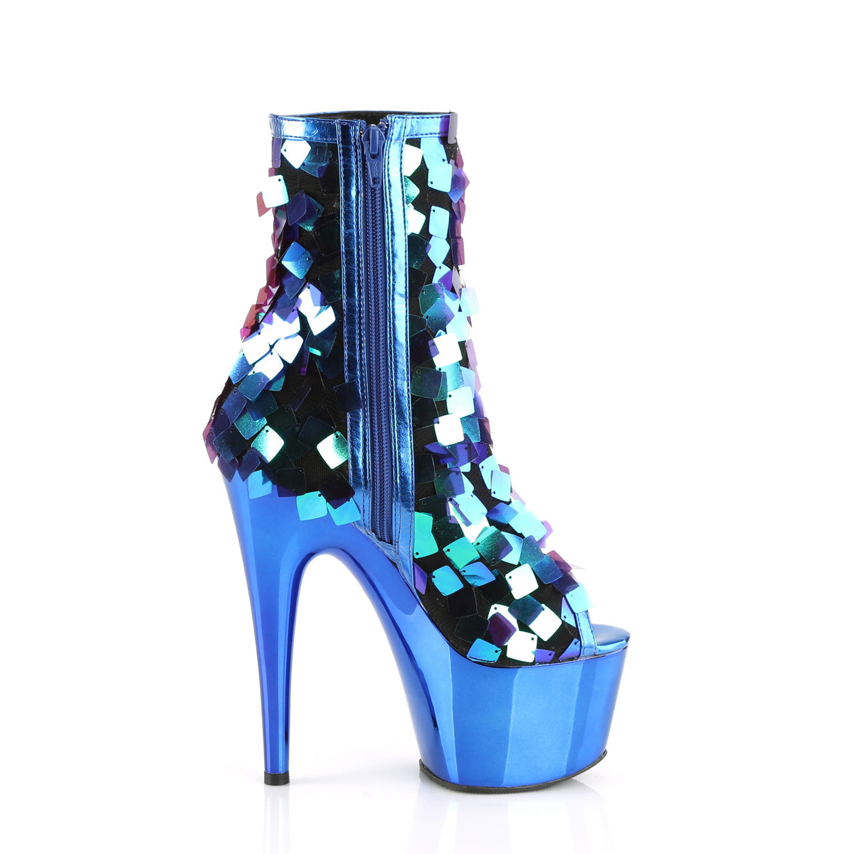 7 Inch Heel ADORE-1031SSQ Green Square Iridescent Sequins
