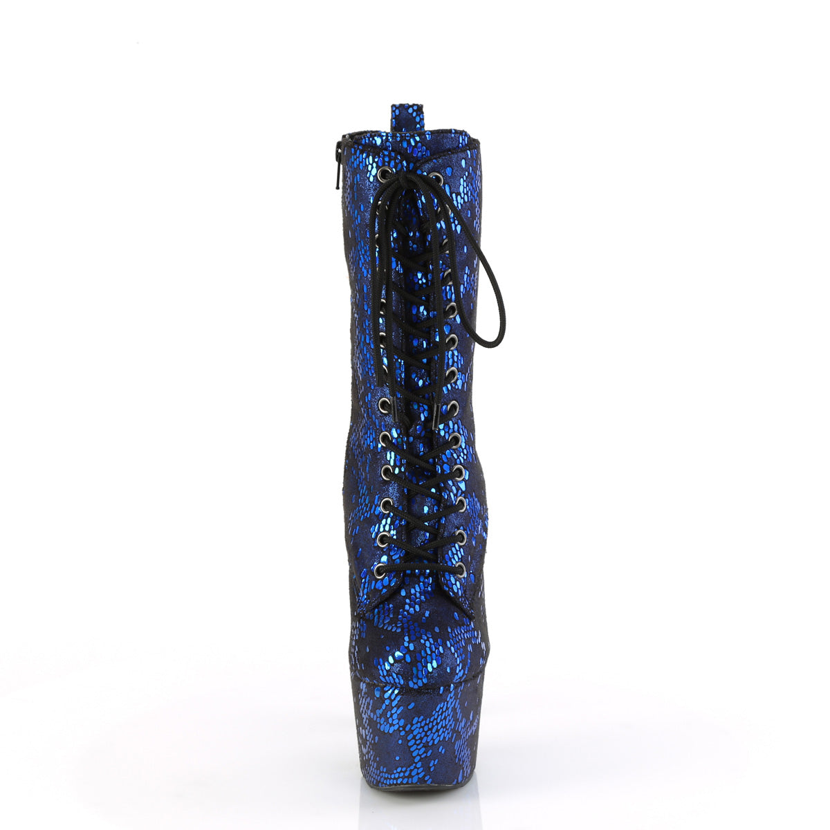 7 Inch Heel ADORE-1040SPF Blue Snake Print Fabric