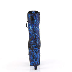 7 Inch Heel ADORE-1040SPF Blue Snake Print Fabric