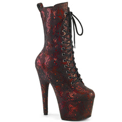 7 Inch Heel ADORE-1040SPF Red Snake Print Fabric