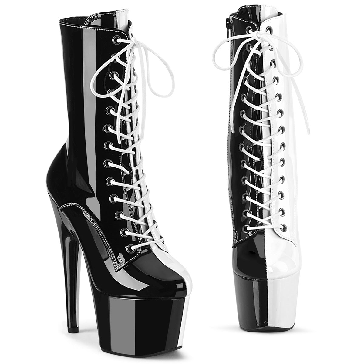 7 Inch Heel ADORE-1040TT Black White Patent