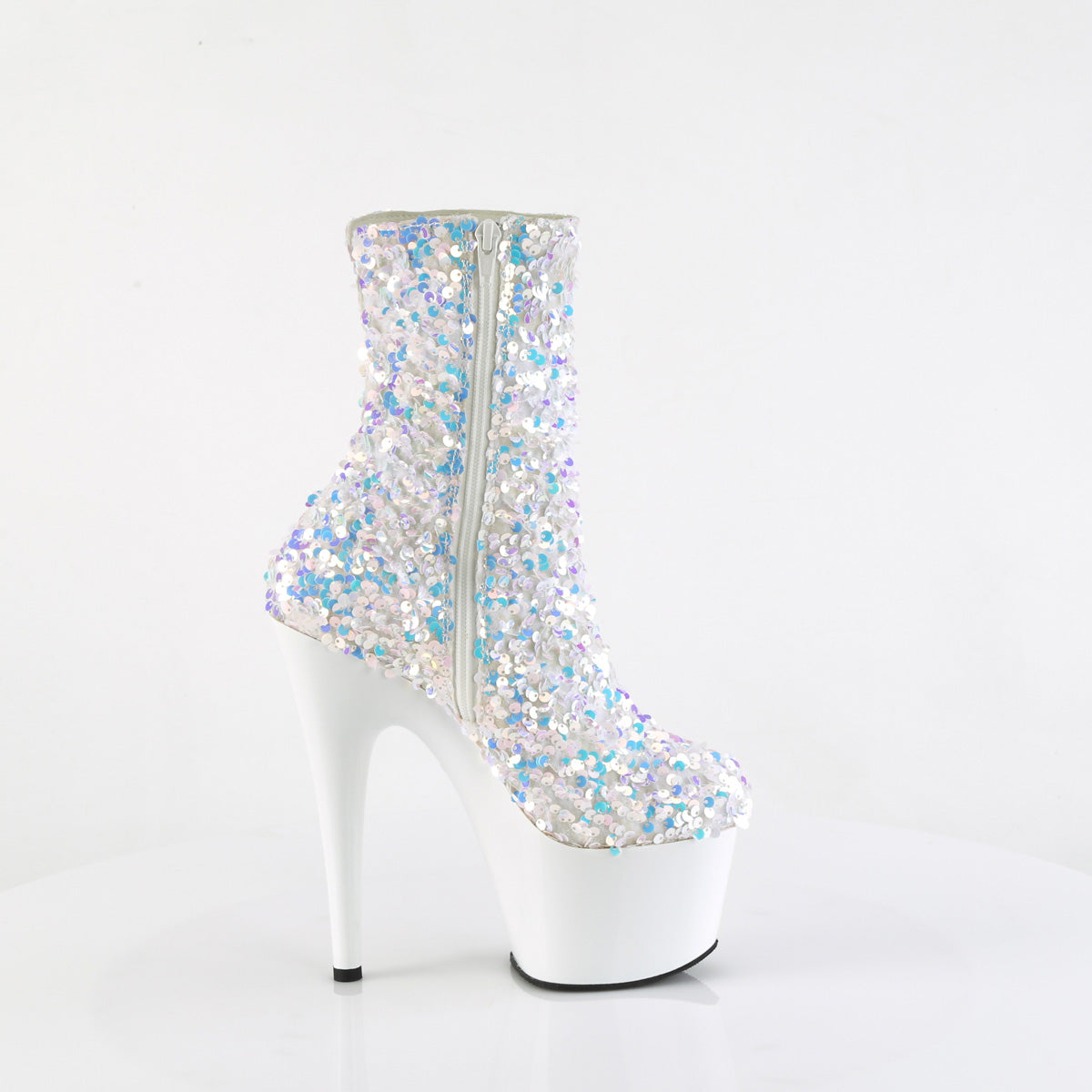 7 Inch Heel ADORE-1042SQ White Sequins
